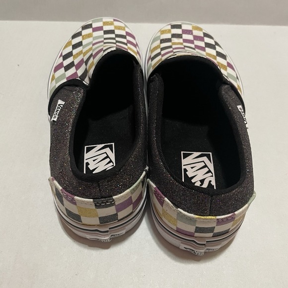 VANS Shoes Womens 9.5 M Asher Checkerboard Glitter Slip On Sneakers Multicolor - Picture 7 of 11